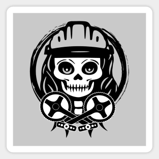 Bike Messenger Skull and Crossed Peddles Black Logo Magnet